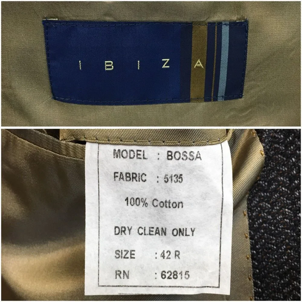 IBIZA Mens Blazer Sport‎ Coat Casual Jacket Size 42R Two Button Cotton Suit